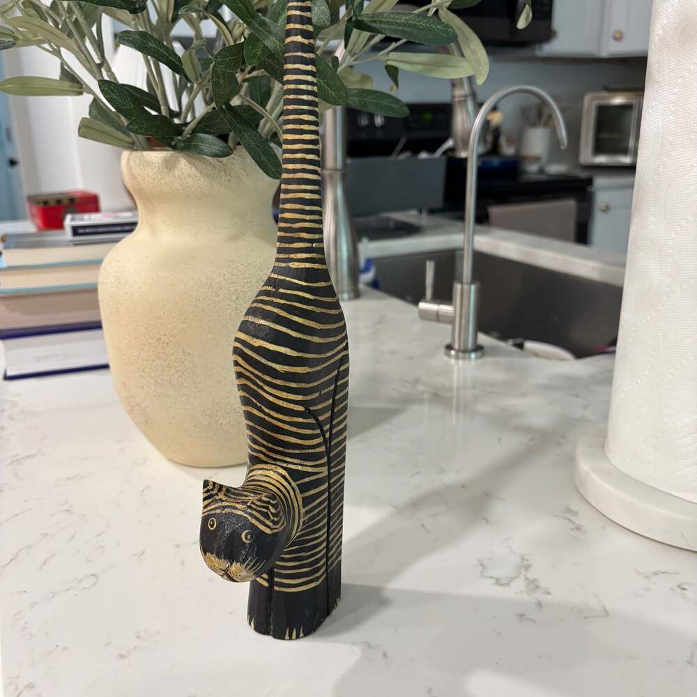 Wooden Cat Handpainted